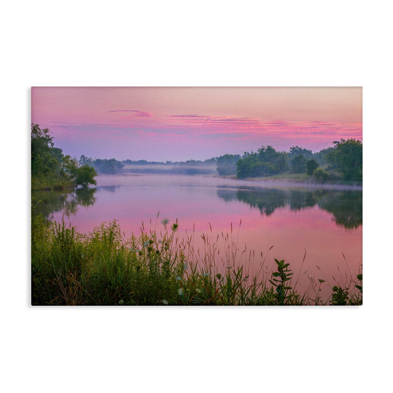 Stupell Industries Pink Dawn Sunrise Lake Canvas Wall Art Design by Marty Hulsebos